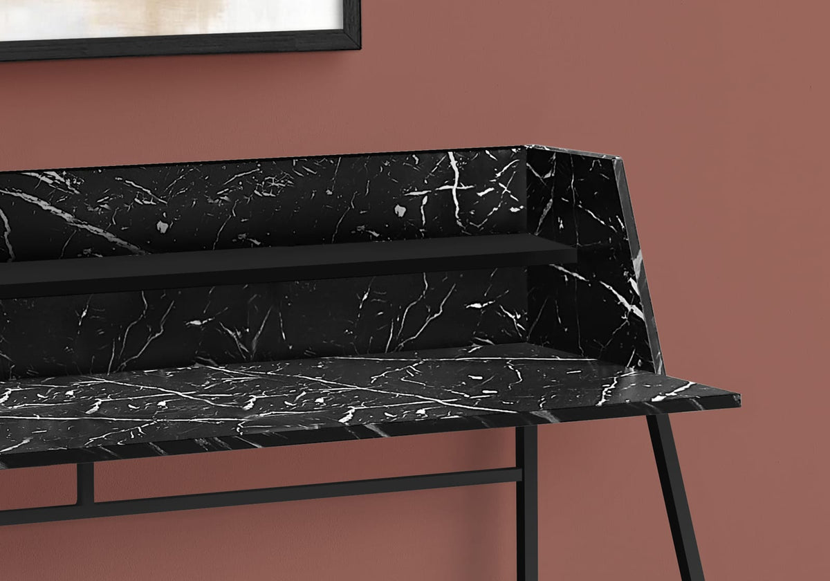 Computer Desk with Storage Shelves - Black Marble Look, 48"L