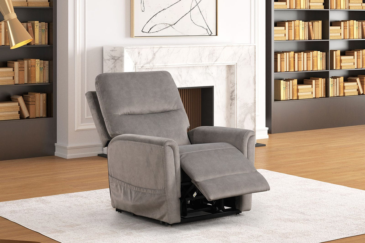 Gray Fabric Lift Recliner - Contemporary Style