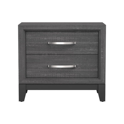Gray Wood Nightstand with Two Drawers for Bedroom
