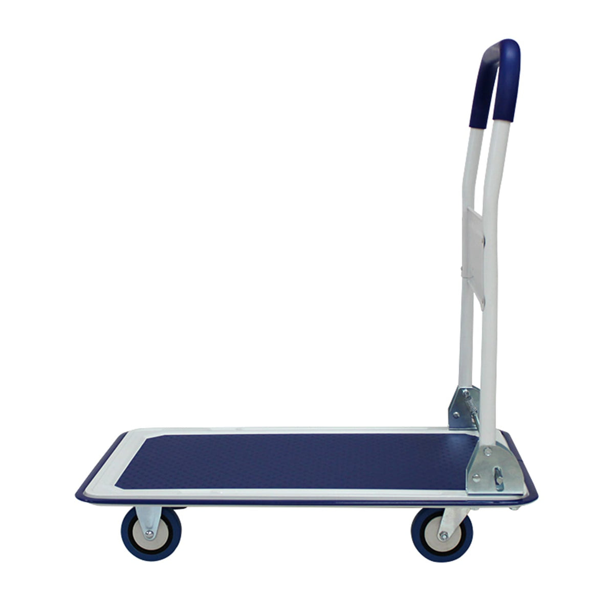 Blue Steel Folding Hand Truck for Heavy Duty Warehouse Storage