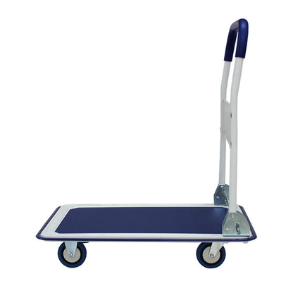 Blue Steel Folding Hand Truck for Heavy Duty Warehouse Storage