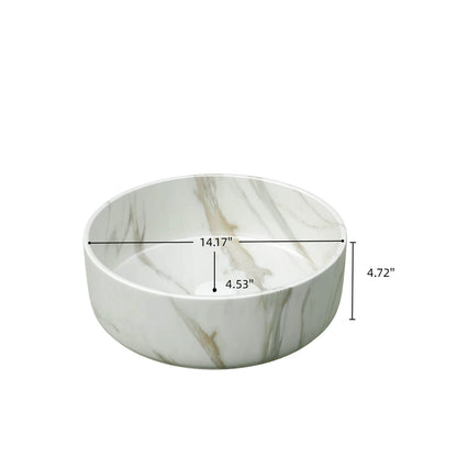White Ceramic Round Bathroom Sink 14 Inch