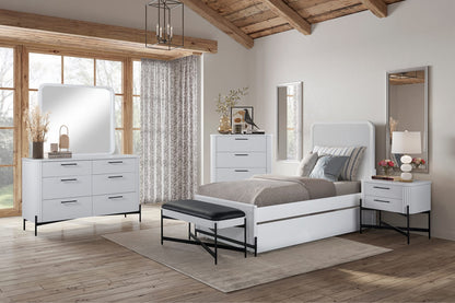 White 6 Drawer Dresser - Solid Wood MDF Bedroom Storage