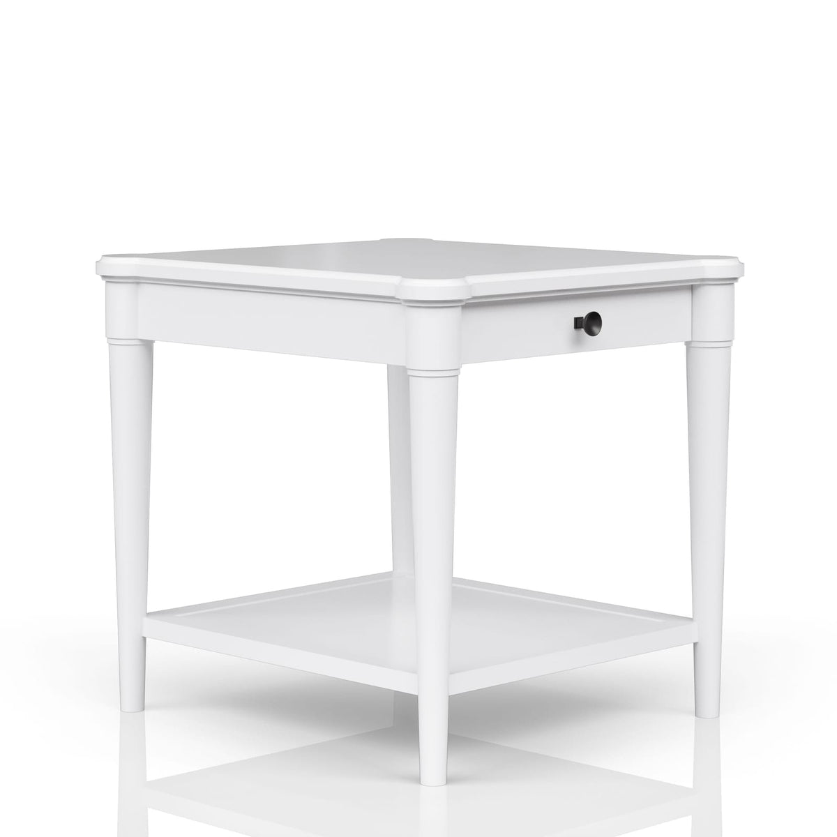 White End Table With Storage Drawer - 24" x 26" for Living Room