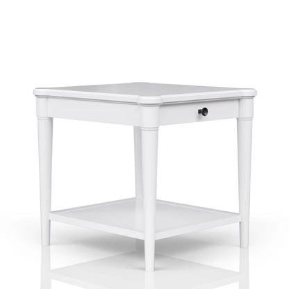 White End Table With Storage Drawer - 24" x 26" for Living Room