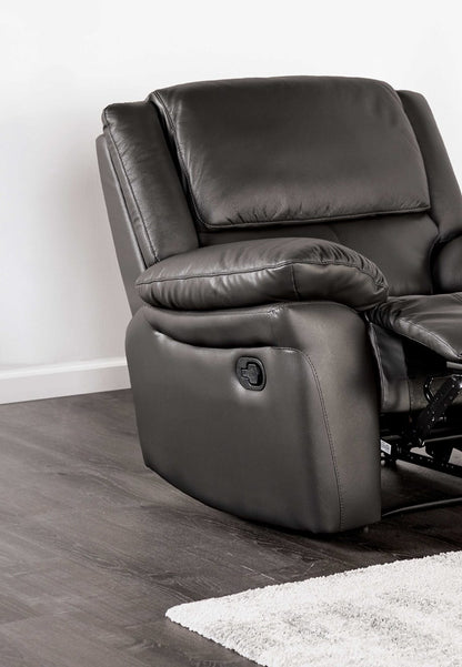 Black Leather Metal Recliner Chair - 38.5" Primary Living Space for Living Room