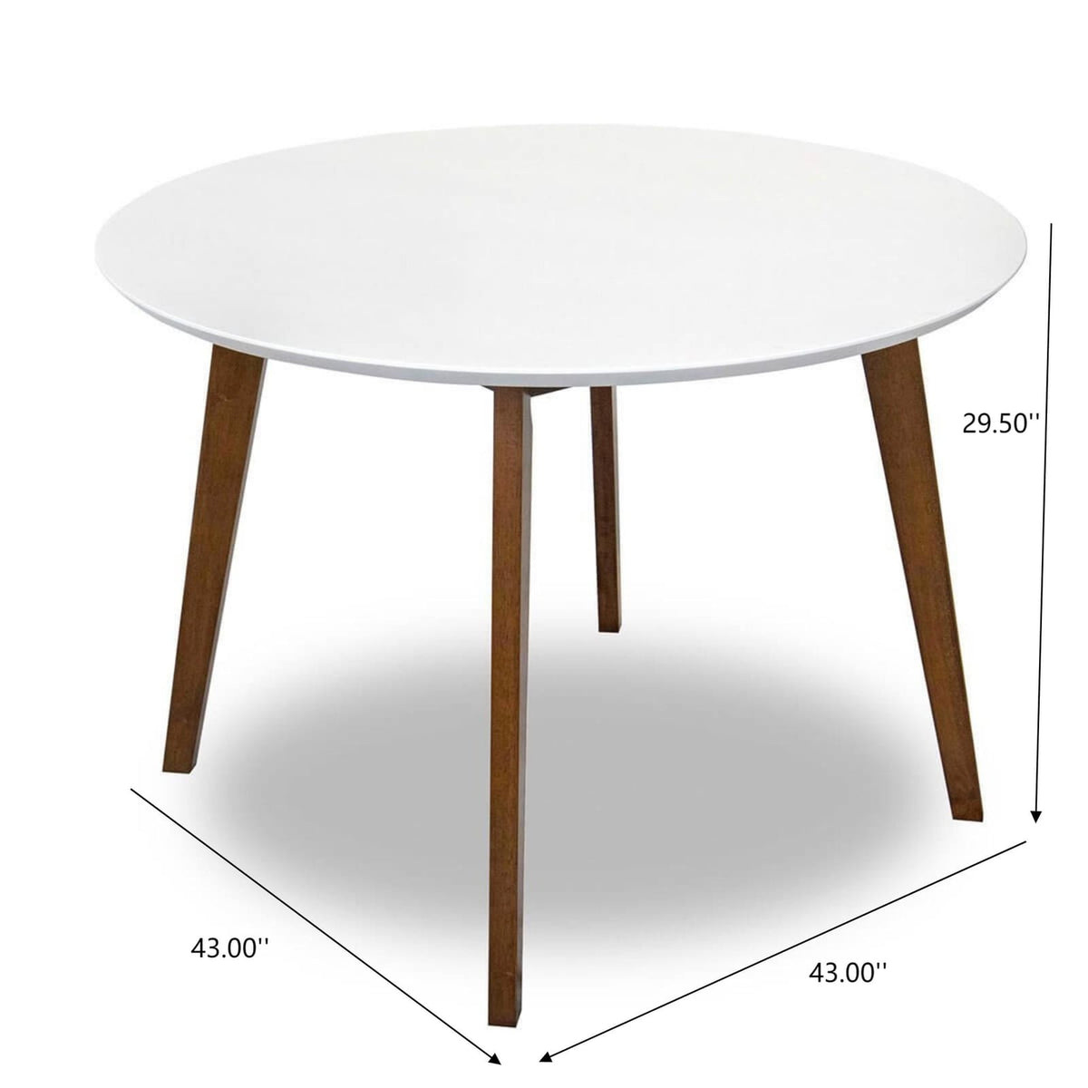 Alina Dining Table - Brown, White Mid-Century Modern 43" Oval