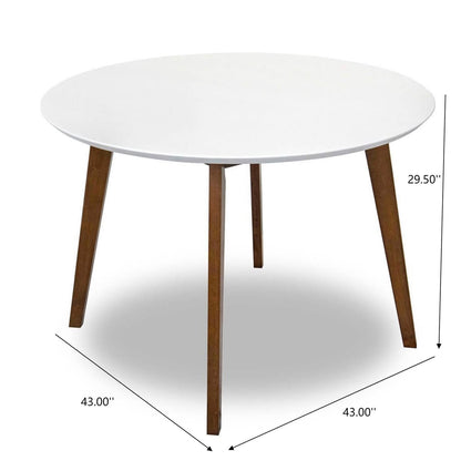 Alina Dining Table - Brown, White Mid-Century Modern 43" Oval