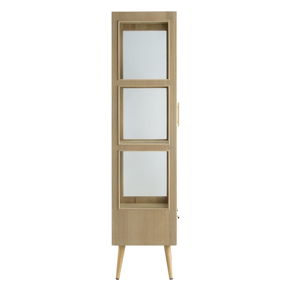 Brown MDF Two-Door Cabinet - 62.6" Tall Storage for Living Room