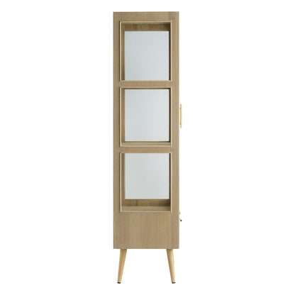 Brown MDF Two-Door Cabinet - 62.6" Tall Storage for Living Room