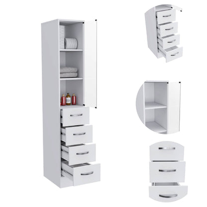 White 3-Drawer 3-Shelf Linen Cabinet - Storage & Style for Living Room