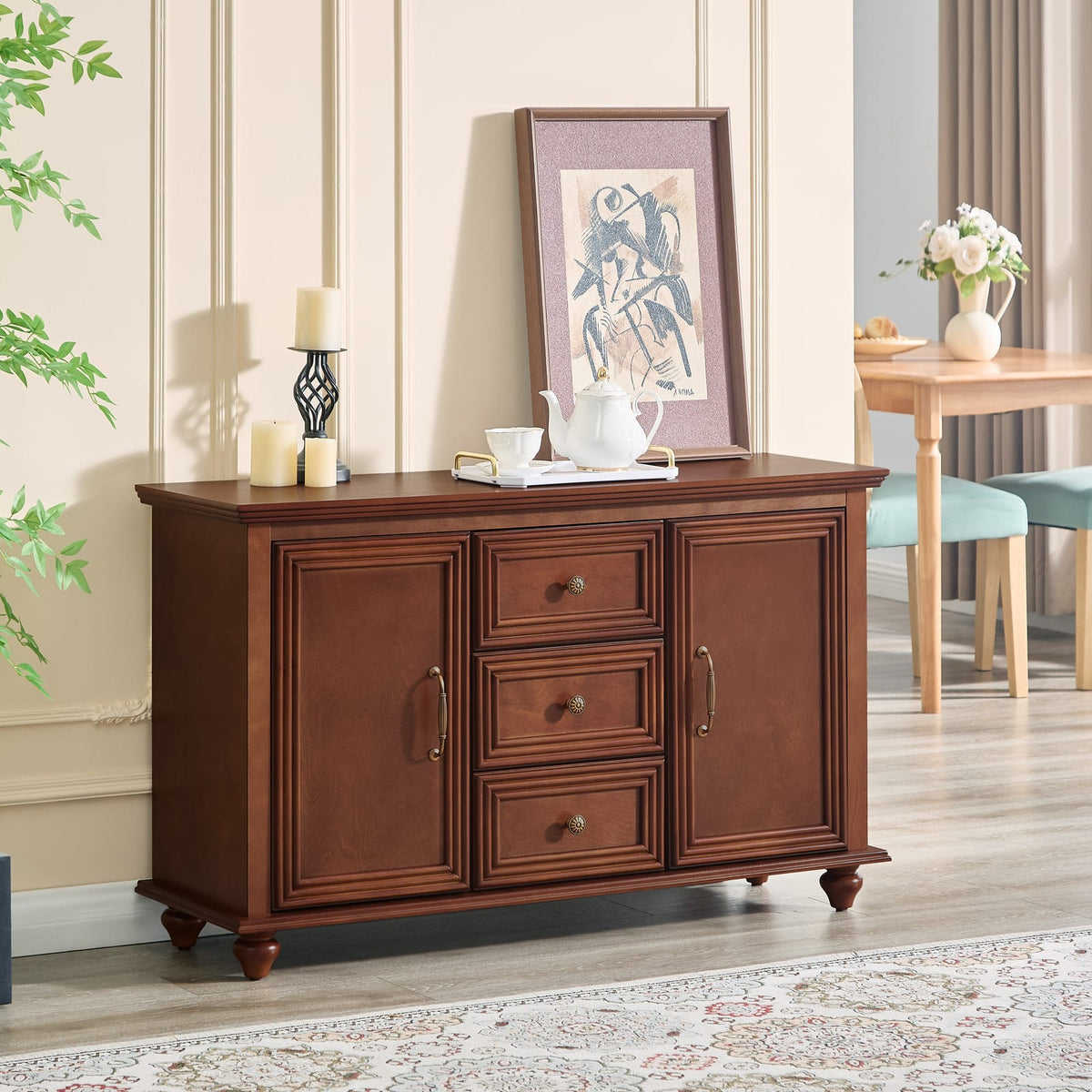 47.3" Mid Century Modern Sideboard Buffet - Walnut MDF Storage