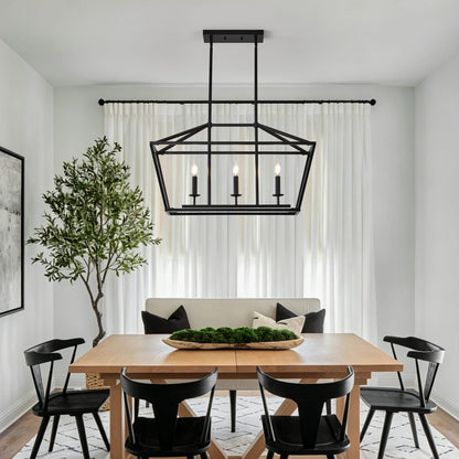 3-Light Farmhouse Kitchen Island Lighting - Matte Black