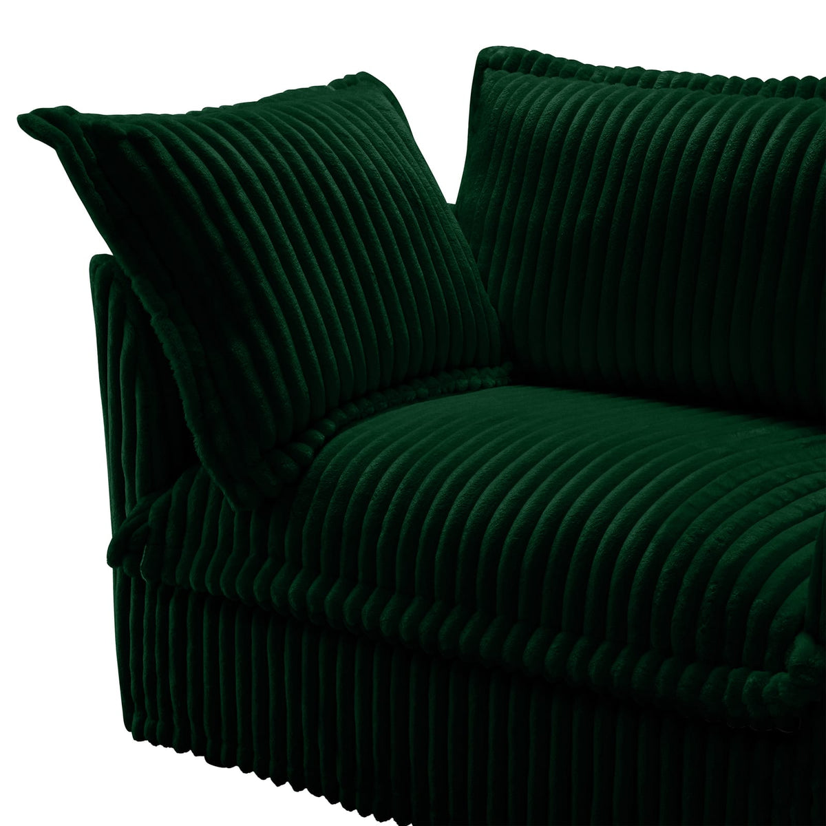 Green Corduroy Sofa with 1 Pillow - 41.75" Seat for Living Room
