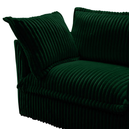 Green Corduroy Sofa with 1 Pillow - 41.75" Seat for Living Room