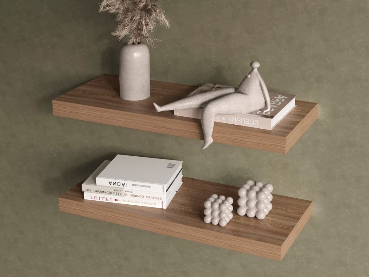 Beige Engineered Wood Floating Shelves - Set of Two