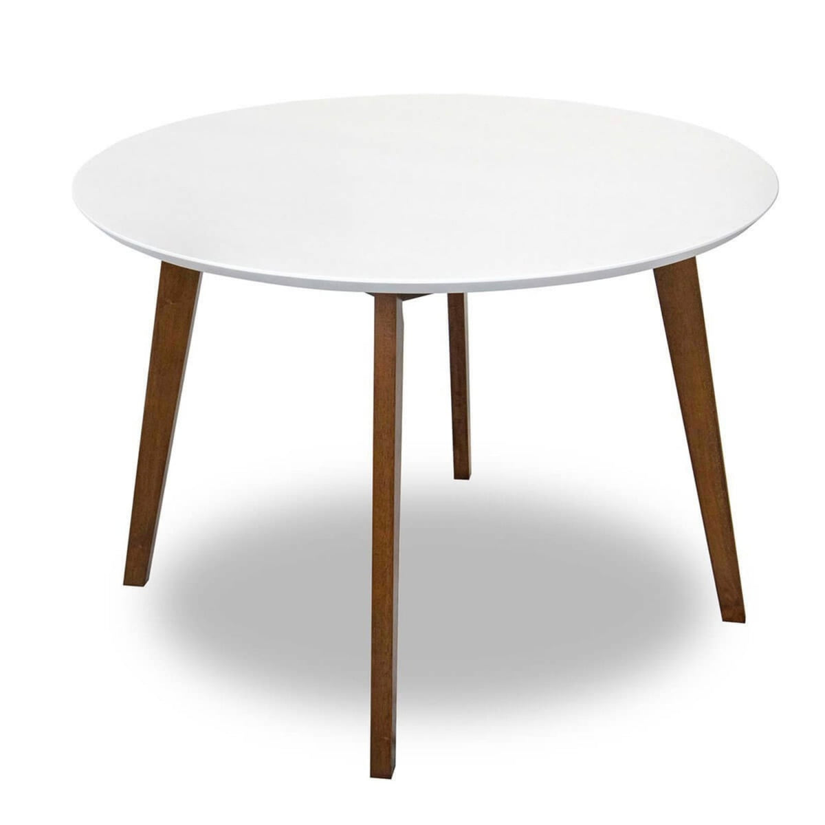 Alina Dining Table - Brown, White Mid-Century Modern 43" Oval