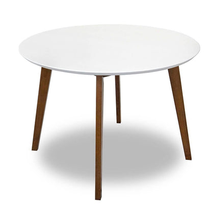 Alina Dining Table - Brown, White Mid-Century Modern 43" Oval