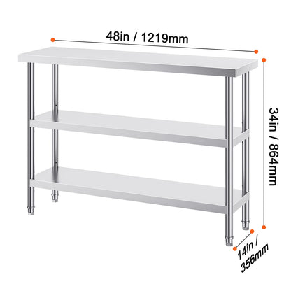 Stainless Steel Prep Table - 14x48 Work Table