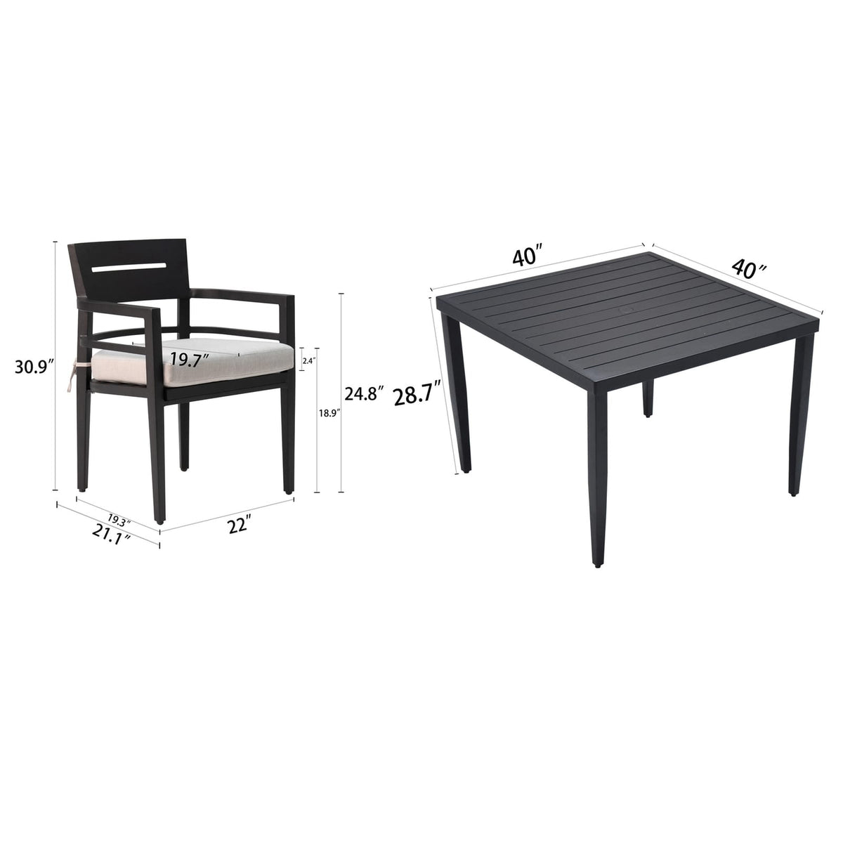 Modern Ember Black Outdoor Dining Set for Garden Patio