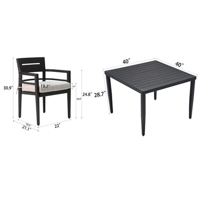 Modern Ember Black Outdoor Dining Set for Garden Patio