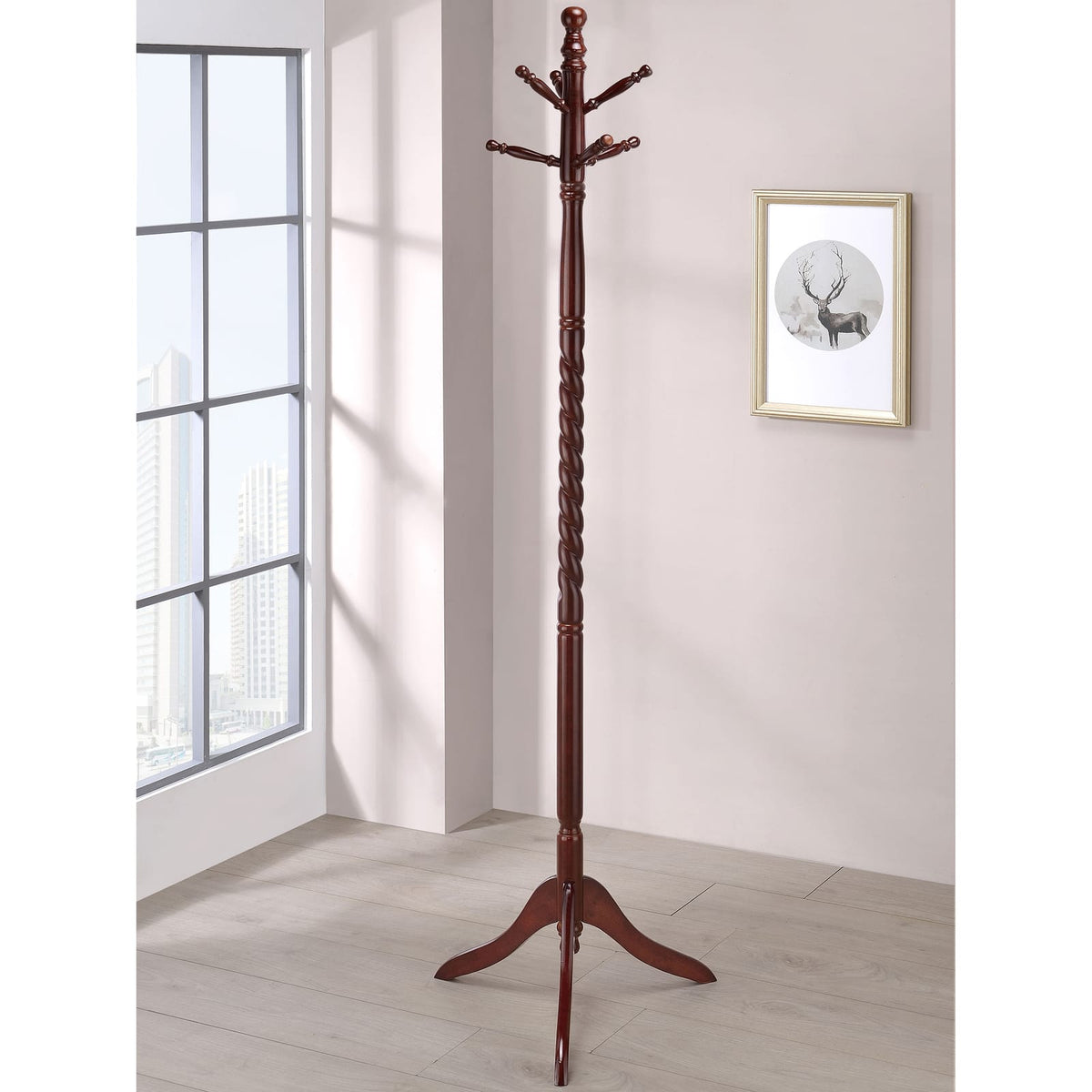 Brown Wood Coat Rack - Traditional Entryway Style