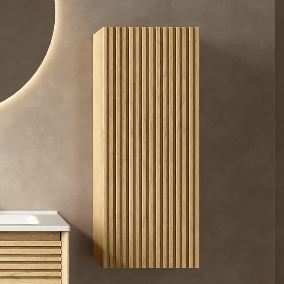 Light Oak Bathroom Storage Cabinet - 12" Floating Vanity with Shelf