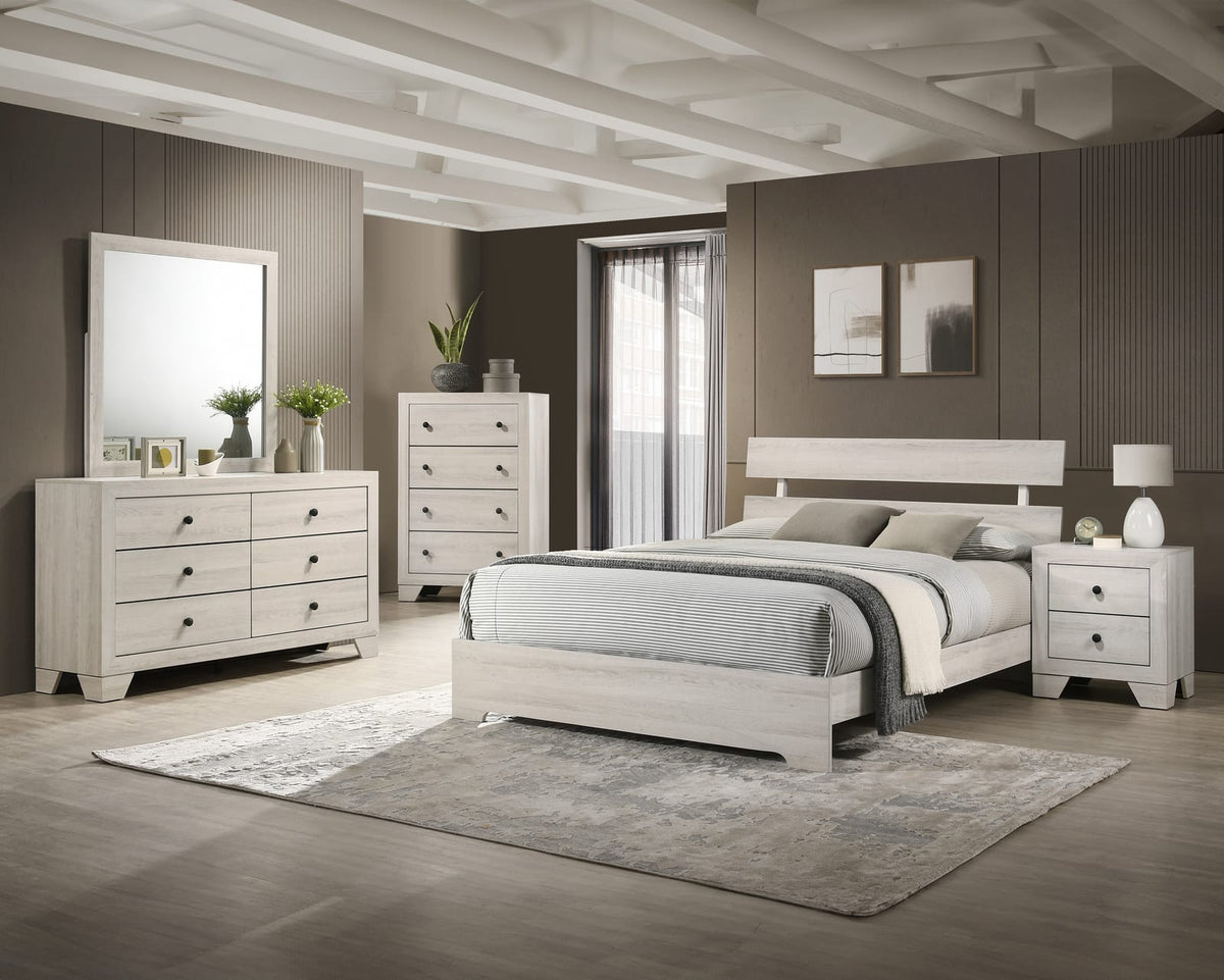 White Washed 2 Drawer Nightstand - Rustic Wood Nightstand for Bedroom