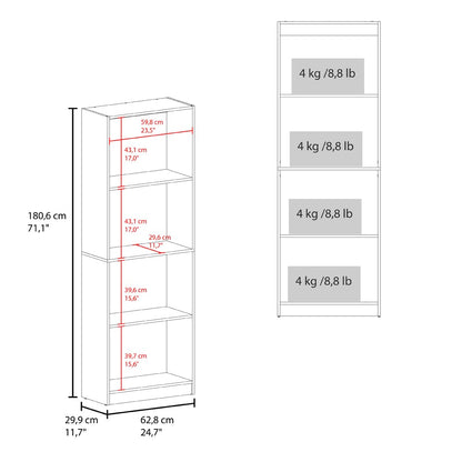 Bookcase Benzoni Nova - Stained Walnut Bookcase, 54" Wide Display Shelf