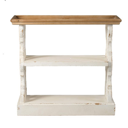 Small Wood Shelf Unit - Brown Antique White Storage
