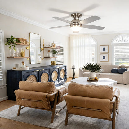 52 Inch Plywood Ceiling Fan with Light - Nickel Finish