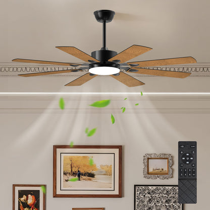52 Inch Black Iron Ceiling Fan with Lights
