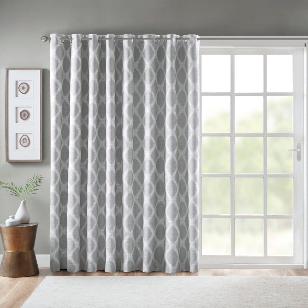 Grey Ikat Blackout Patio Curtain Panel - 100" x 84"