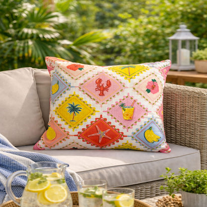 Outdoor Pillows Set of 2 - Multi Color Polyester
