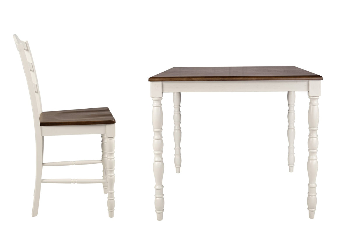 White Square Dining Table Set with 4 Chairs for Dining Room