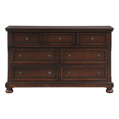 7 Drawer Brown Wood Dresser - Classic Bedroom Furniture
