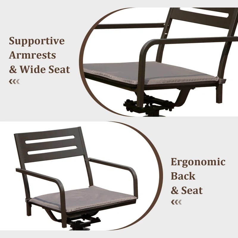 Set of 2 Black Metal Swivel Patio Chairs Outdoor Dining Furniture