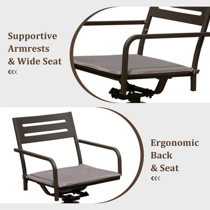 Set of 2 Black Metal Swivel Patio Chairs Outdoor Dining Furniture