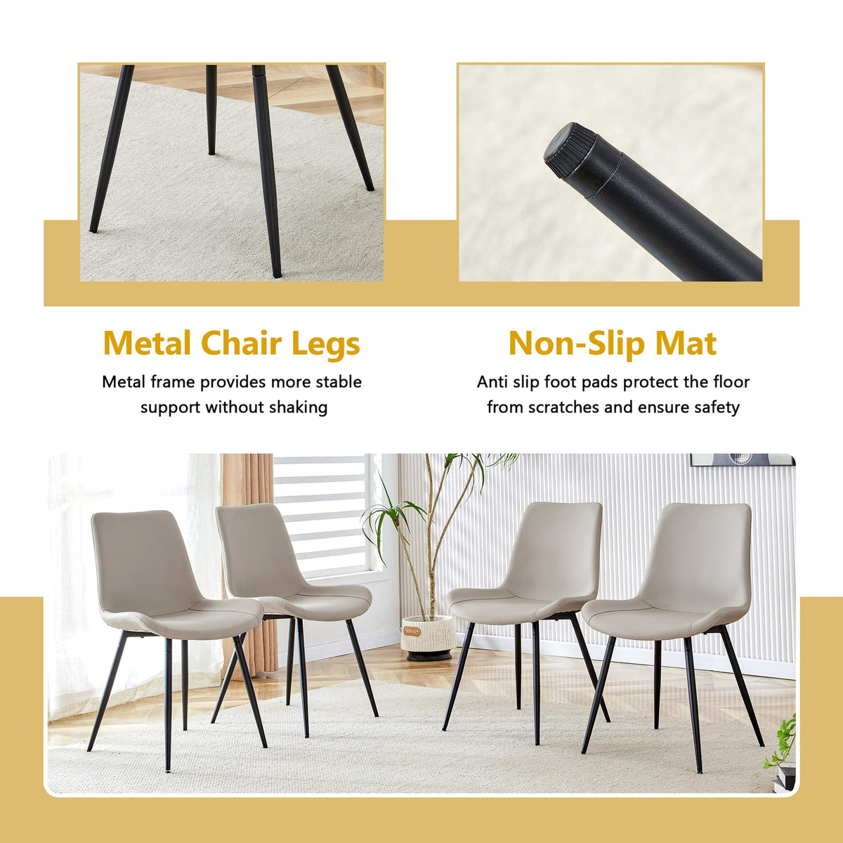6 Person Glass Dining Table Set - Black Metal Frame