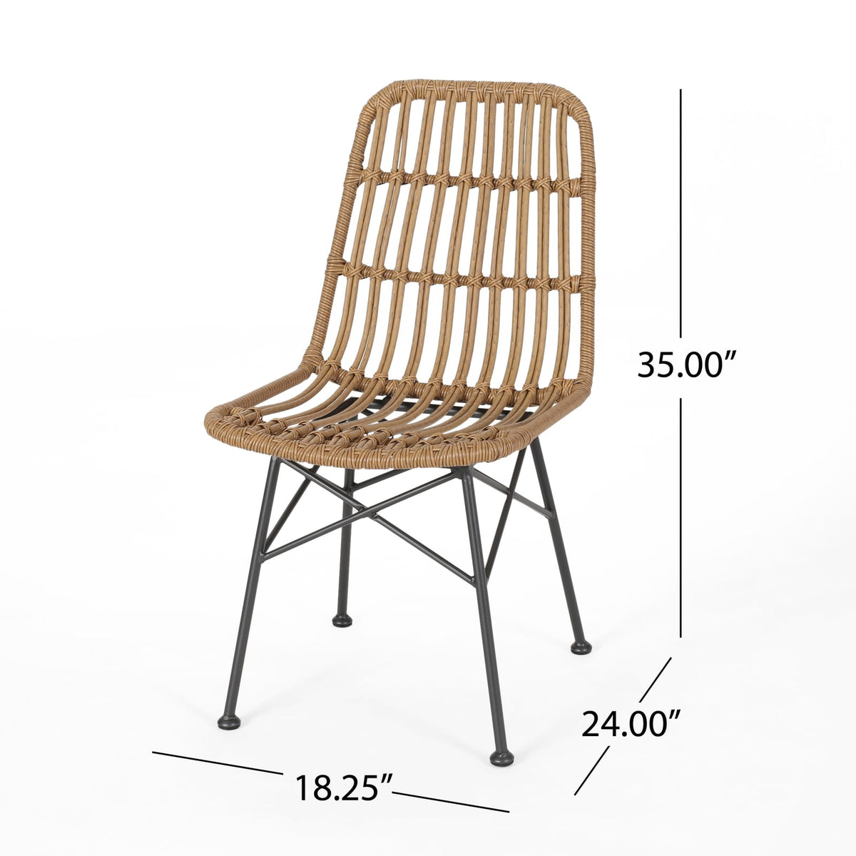 Light Brown Rattan Patio Dining Chairs - 3 Chair Set