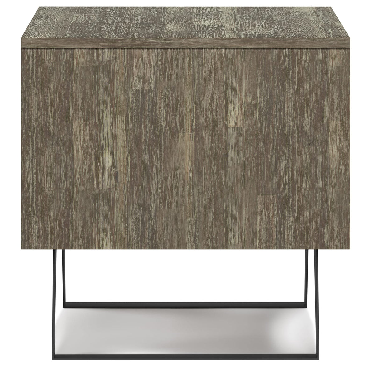 Light Brown Wood End Table - 22" Distressed Grey for Living Room