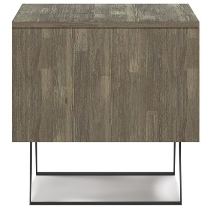 Light Brown Wood End Table - 22" Distressed Grey for Living Room