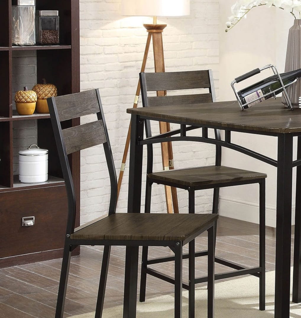 Antique Brown Metal Dining Table Set - Seats 4