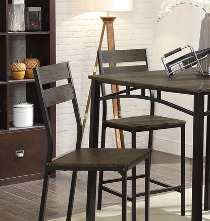 Antique Brown Metal Dining Table Set - Seats 4