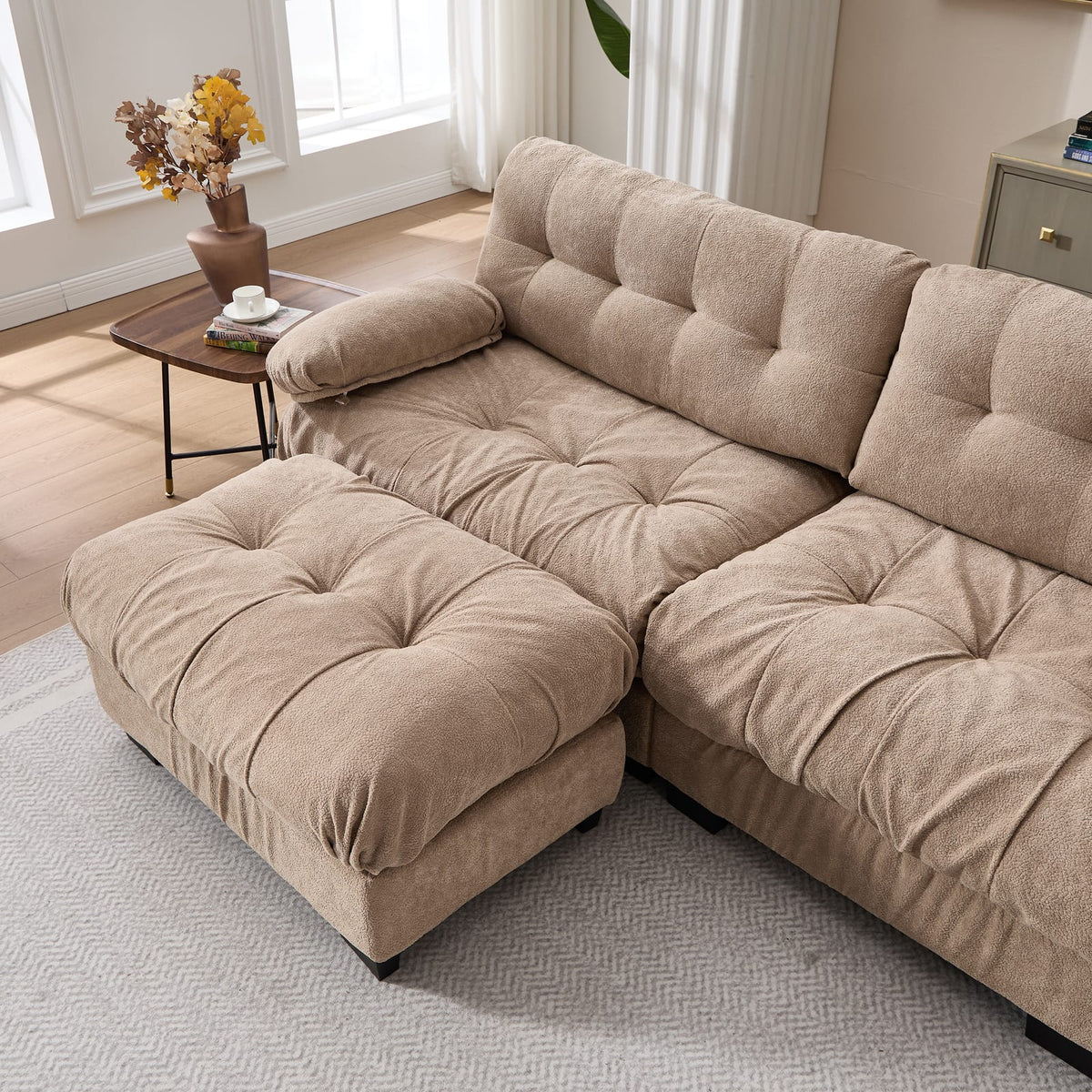 U-Shaped Modular Sectional Sofa - Light Brown Comfort