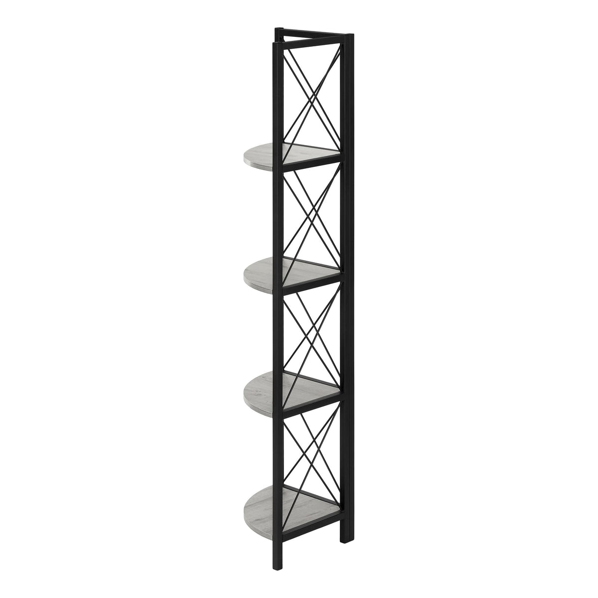 Modern Grey Metal Corner Shelf for Bedroom Storage and Display for Living Room