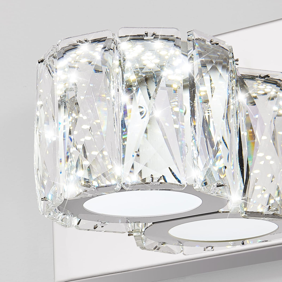 34.6" Chrome Iron Modern Crystal Wall Sconce