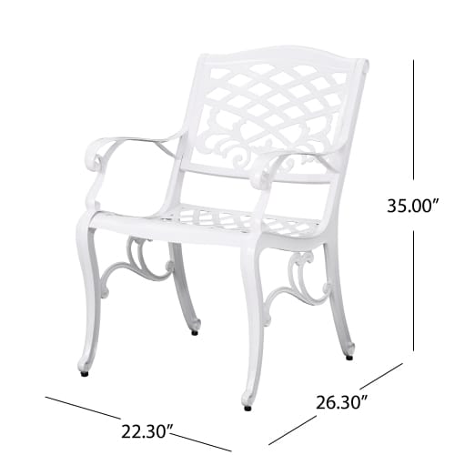 White Aluminium Outdoor Dining Set with Floral Lattice Design