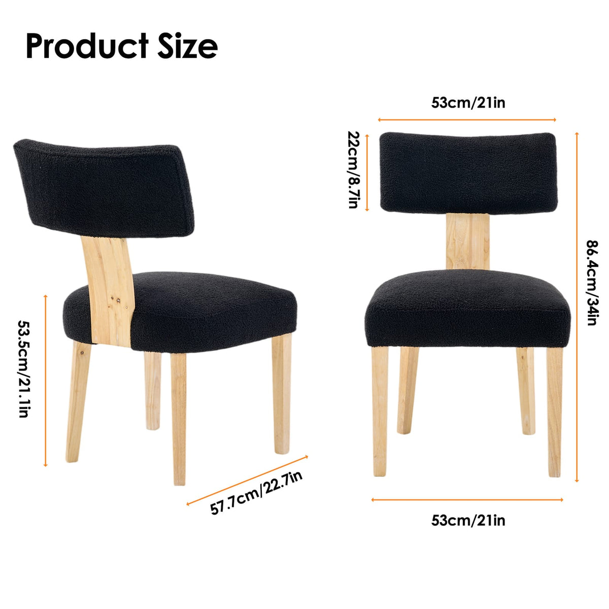 Acacia Wood Dining Chair with Beige Teddy Fleece Cushion for Living Room