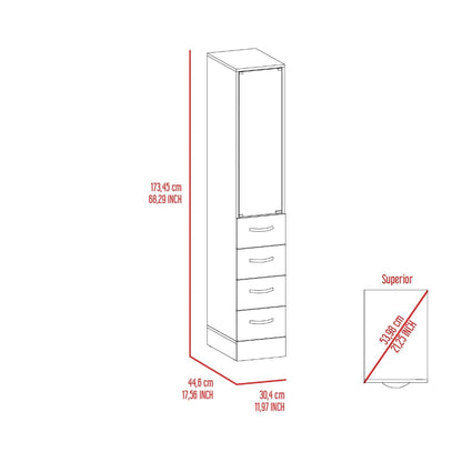4+ Drawer Bathroom Cabinet - White Freestanding Storage